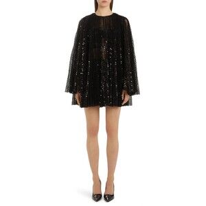 Dolce & Gabbana Long Sleeve Sequin Tulle Party Cocktail Mini Dress Size 38, US 2